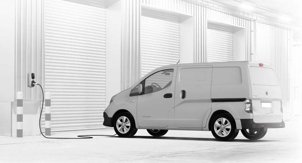 EV Charging - Commercial | Illustration of van plugged into charging port